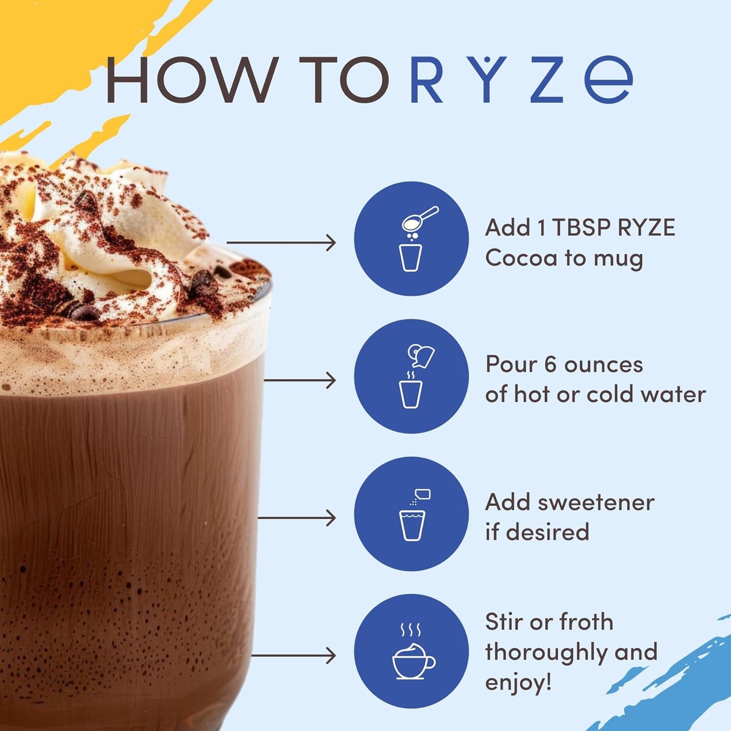 Ryze Mushroom Hot Cocoa (Pack of 3)